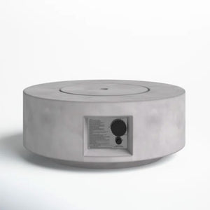 English Elm 11 Inch Round Concrete Propane Fire Pit Table with Lava Rocks and Push Button Ignition B120P198393
