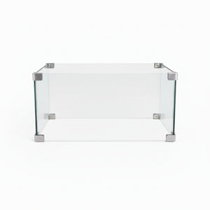 English Elm 30 Inch Square Tempered Glass Wind Guard for Fire Pit Patio Outdoor Flame Shield B120P265906
