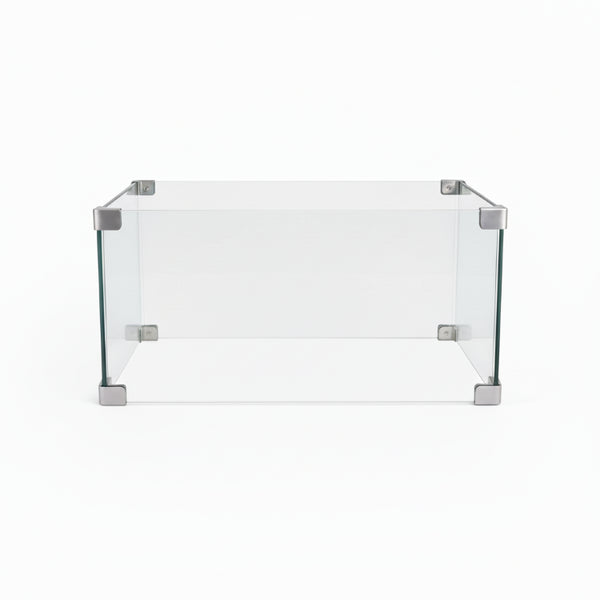 English Elm 30 Inch Square Tempered Glass Wind Guard for Fire Pit Patio Outdoor Flame Shield B120P265906