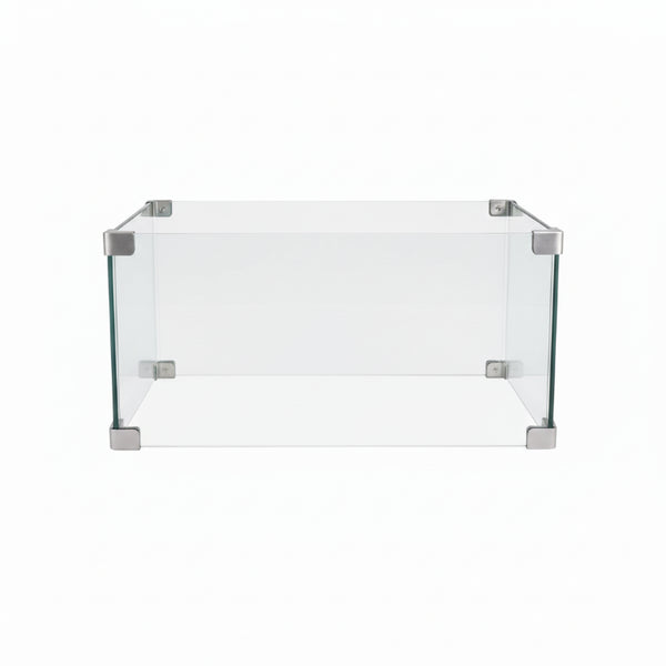English Elm 30 Inch Square Tempered Glass Wind Guard for Fire Pit Patio Outdoor Flame Shield B120P265906