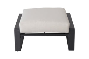 English Elm Pedal, Set of Two Aluminum Ottoman Pair with Plush Beige Cushions for Modern Living B120P293359