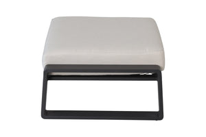 English Elm Pedal, Set of Two Aluminum Ottoman Pair with Plush Beige Cushions for Modern Living B120P293359