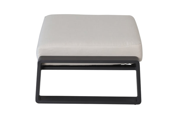 English Elm Pedal, Set of Two Aluminum Ottoman Pair with Plush Beige Cushions for Modern Living B120P293359