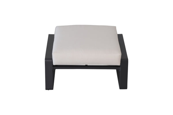 English Elm Pedal, Set of Two Aluminum Ottoman Pair with Plush Beige Cushions for Modern Living B120P293359