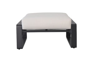 English Elm Pedal, Set of Two Aluminum Ottoman Pair with Plush Beige Cushions for Modern Living B120P293359