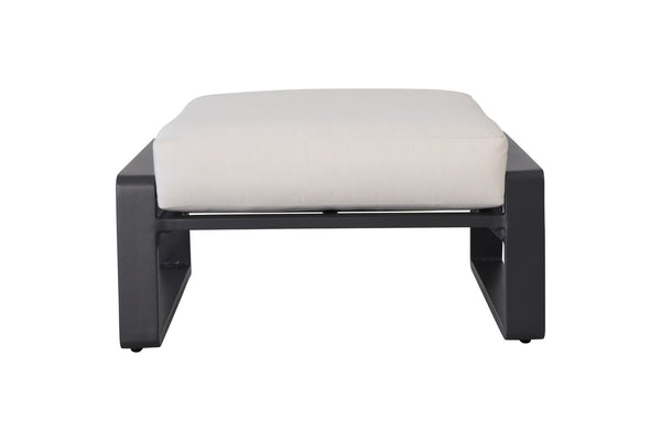 English Elm Pedal, Set of Two Aluminum Ottoman Pair with Plush Beige Cushions for Modern Living B120P293359