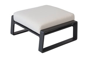 English Elm Pedal, Set of Two Aluminum Ottoman Pair with Plush Beige Cushions for Modern Living B120P293359