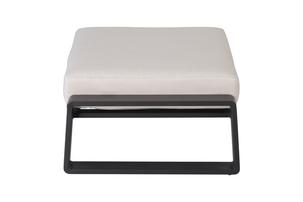 English Elm Pedal, Set of Two Aluminum Ottoman Pair with Plush Beige Cushions for Modern Living B120P293359