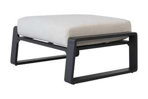 English Elm Pedal, Set of Two Aluminum Ottoman Pair with Plush Beige Cushions for Modern Living B120P293359