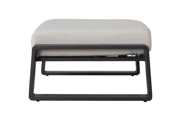 English Elm Pedal, Set of Two Aluminum Ottoman Pair with Plush Beige Cushions for Modern Living B120P293359