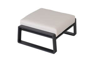 English Elm Pedal, Set of Two Aluminum Ottoman Pair with Plush Beige Cushions for Modern Living B120P293359
