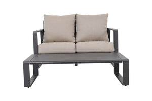 English Elm Double Aluminum Frame Loveseat and Coffee Table Set for Modern Patios or Apartments B120P293361
