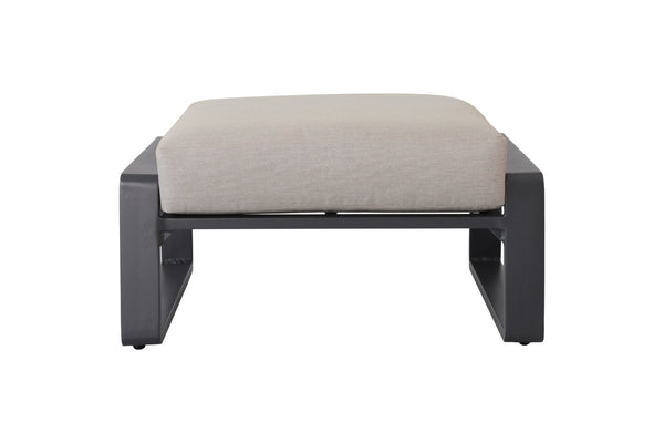 English Elm Pedal, Set of Two Aluminum Ottoman Stools with Plush Beige Cushions for Modern Living B120P293364