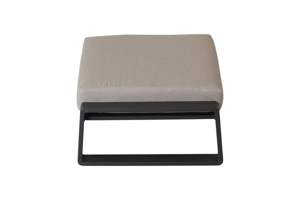 English Elm Pedal, Set of Two Aluminum Ottoman Stools with Plush Beige Cushions for Modern Living B120P293364