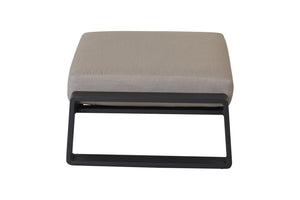 English Elm Pedal, Set of Two Aluminum Ottoman Stools with Plush Beige Cushions for Modern Living B120P293364