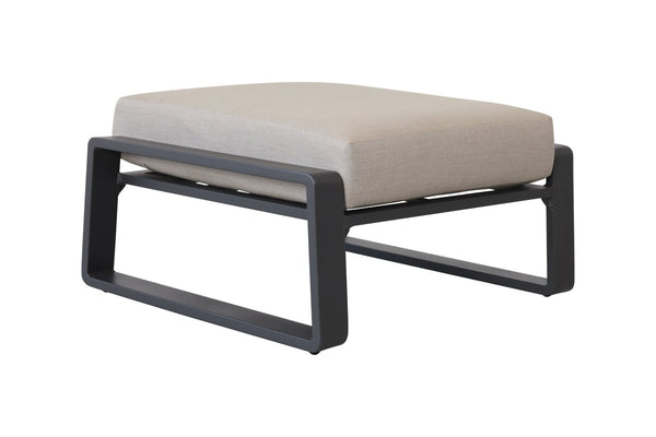 English Elm Pedal, Set of Two Aluminum Ottoman Stools with Plush Beige Cushions for Modern Living B120P293364