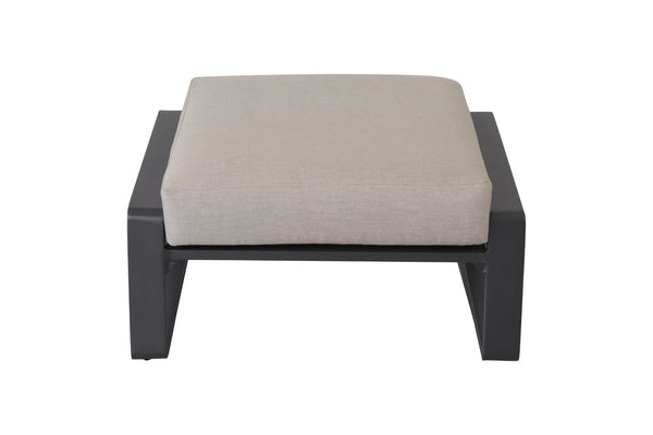 English Elm Pedal, Set of Two Aluminum Ottoman Stools with Plush Beige Cushions for Modern Living B120P293364