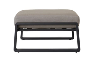 English Elm Pedal, Set of Two Aluminum Ottoman Stools with Plush Beige Cushions for Modern Living B120P293364
