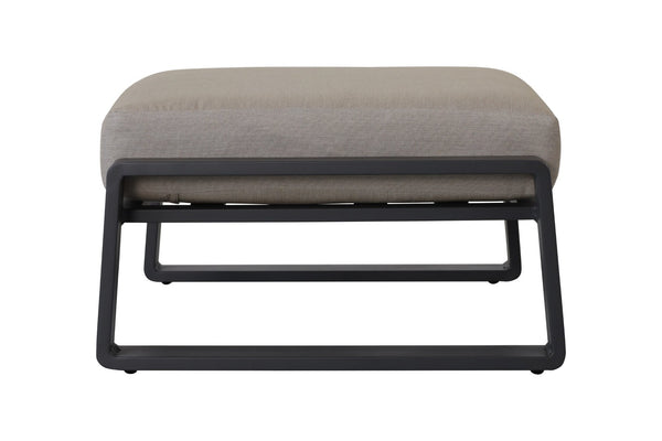English Elm Pedal, Set of Two Aluminum Ottoman Stools with Plush Beige Cushions for Modern Living B120P293364