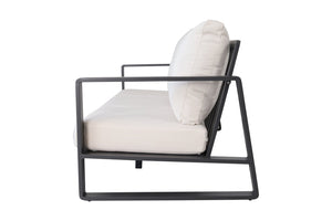 English Elm Three-seat Aluminum Frame Sofa and Coffee Table Set with Pu Leather Cushions B120P293366