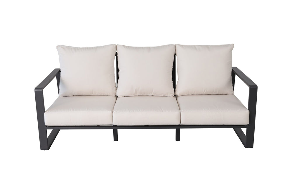 English Elm Three-seat Sofa Set with Rectangular Coffee Table Milky White Upholstered Living Room B120P293370