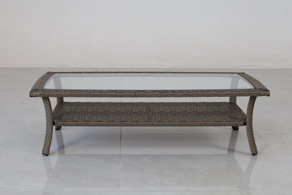 English Elm Premium Pe Rattan 3 Seat Outdoor Sofa Set with Tempered Glass Table Resort Style B120P521786