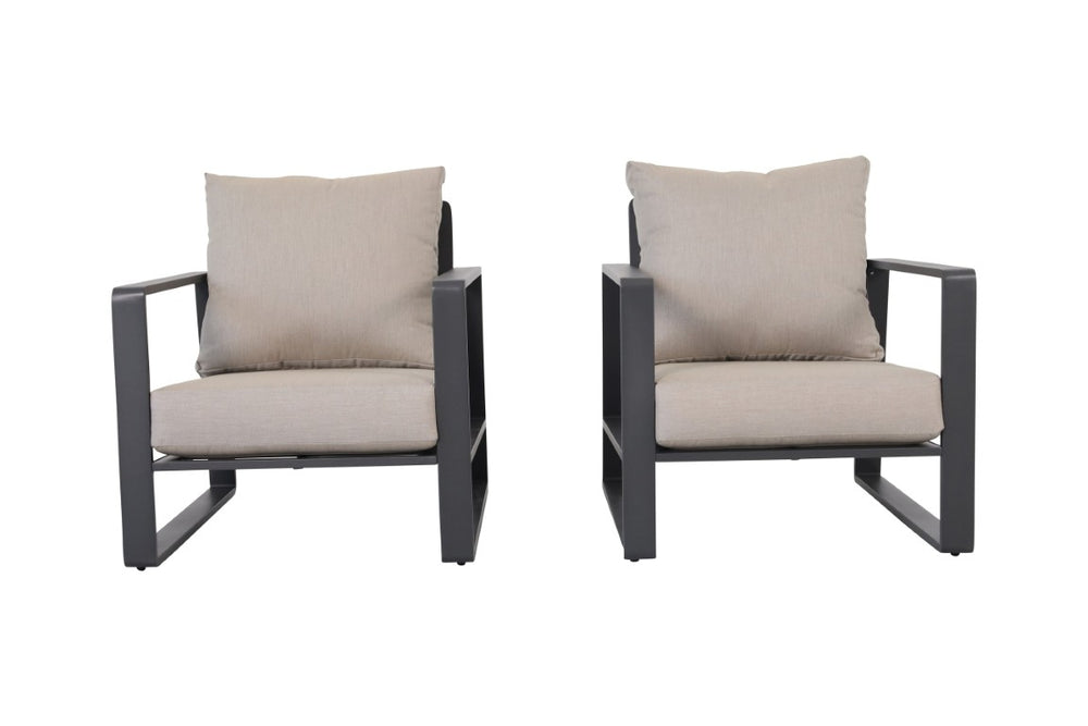 English Elm Alum. Club Chair Set of Two Powder Coated Patio Seats with UV Resistant Cushions B120P539707