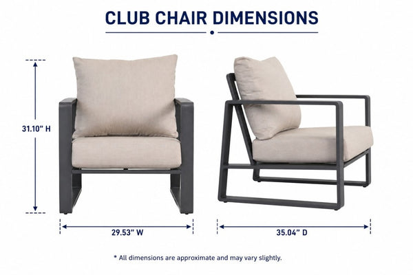 English Elm Alum. Club Chair Set of Two Powder Coated Patio Seats with UV Resistant Cushions B120P539707