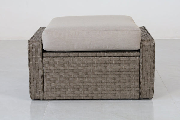 English Elm Premium 7 Piece Rattan Patio Set with Swivel Chairs Ottomans and Glass Top Tables B120S00279