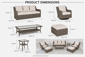 English Elm 7-piece Outdoor Wicker Patio Set with Swivel Chairs Ottomans and Resort Style Comfort B120S00280