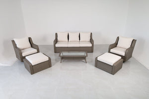 English Elm Luxury Pe Rattan Outdoor Conversation Set Six Piece Resort Style with Swivel Chairs B120S00282