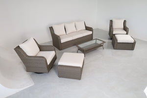 English Elm Luxury Pe Rattan Outdoor Conversation Set Six Piece Resort Style with Swivel Chairs B120S00282