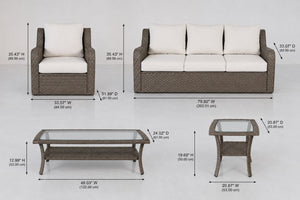 English Elm 5-piece Outdoor Wicker Conversation Set with Sofa Club Chairs and Tables Resort Style B120S00283