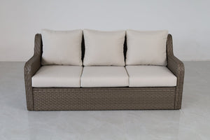 English Elm 5-piece Outdoor Wicker Conversation Set with Sofa Club Chairs and Tables Resort Style B120S00283