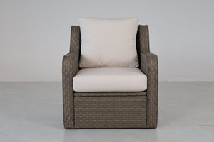 English Elm 5-piece Outdoor Wicker Conversation Set with Sofa Club Chairs and Tables Resort Style B120S00283