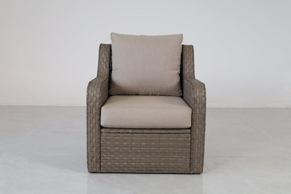 English Elm 5-piece Outdoor Wicker Patio Set with Sofa Club Chairs Coffee and Side Table B120S00284