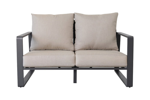 English Elm 7-Piece Outdoor Modular Aluminum Patio Set with Sofa Loveseat Chair Ottomans Table B120S00289