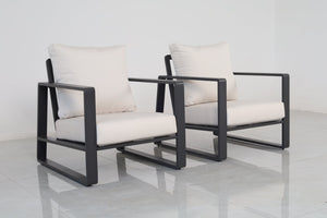 English Elm Luxury Outdoor 4 Piece Aluminum Patio Set with Loveseat Armchairs and Coffee Table B120S00291