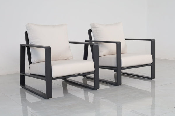 English Elm Luxury Outdoor 4 Piece Aluminum Patio Set with Loveseat Armchairs and Coffee Table B120S00291