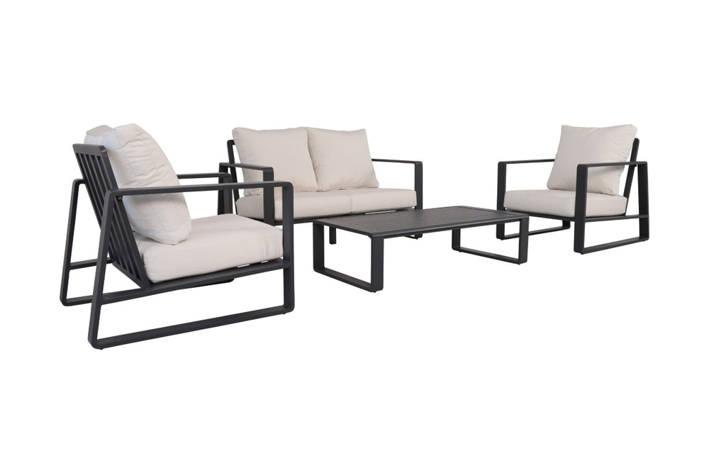 English Elm Luxury Resort Style Aluminum Patio Conversation Set with Foam Cushioned Seating B120S00292