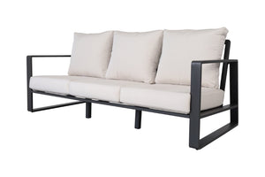 English Elm Luxury Powder-Coated Aluminum Outdoor Conversation Set with Foam Cushions for Modern Patios Black / Milk White B120S00294