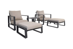 English Elm Luxury Powder-Coated Aluminum Outdoor Conversation Set with Foam Cushions for Modern Patios Beige / Dark Gray B120S00295
