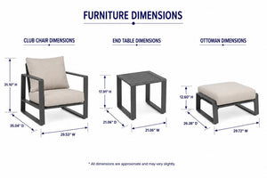 English Elm Luxury Powder-Coated Aluminum Outdoor Conversation Set with Foam Cushions for Modern Patios Beige / Dark Gray B120S00295