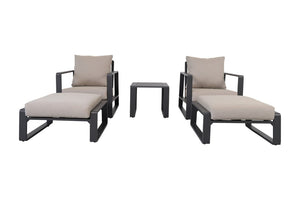 English Elm Luxury Powder-Coated Aluminum Outdoor Conversation Set with Foam Cushions for Modern Patios Beige / Dark Gray B120S00295
