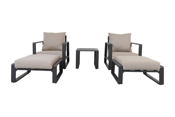 English Elm Luxury Powder-Coated Aluminum Outdoor Conversation Set with Foam Cushions for Modern Patios Beige / Dark Gray B120S00295