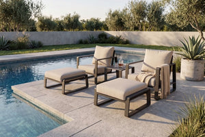 English Elm Luxury Powder-Coated Aluminum Outdoor Conversation Set with Foam Cushions for Modern Patios Beige / Dark Gray B120S00295