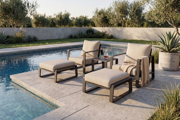 English Elm Luxury Powder-Coated Aluminum Outdoor Conversation Set with Foam Cushions for Modern Patios Beige / Dark Gray B120S00295