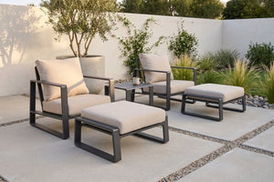 English Elm Luxury Powder-Coated Aluminum Outdoor Conversation Set with Foam Cushions for Modern Patios Beige / Dark Gray B120S00295