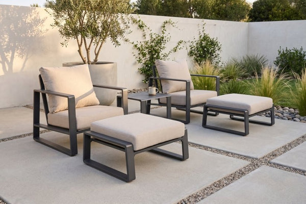 English Elm Luxury Powder-Coated Aluminum Outdoor Conversation Set with Foam Cushions for Modern Patios Beige / Dark Gray B120S00295