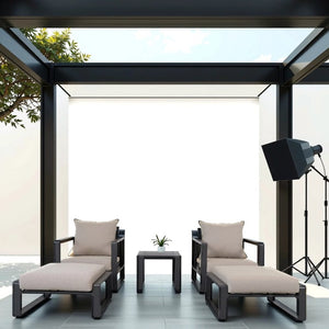 English Elm Luxury Powder-Coated Aluminum Outdoor Conversation Set with Foam Cushions for Modern Patios Beige / Dark Gray B120S00295